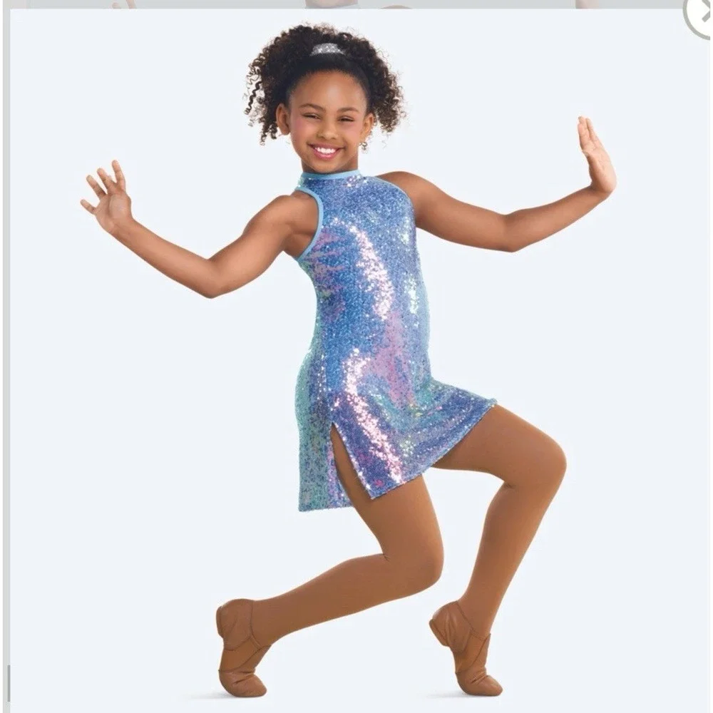 Revolution Dance Costume Blue Sequin Dress MA Medium Adult RC25762 Play Song